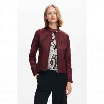 Chaqueta de Cuero Desigual Múnich para Mujer, Roja, Talla S - Colección Elegante Otoño/Invierno