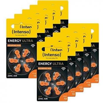 Baterías para Audífonos Intenso Energy Ultra A13 - Pack de 60 Unidades, Zinc-Aire, 1.45V, 230mAh