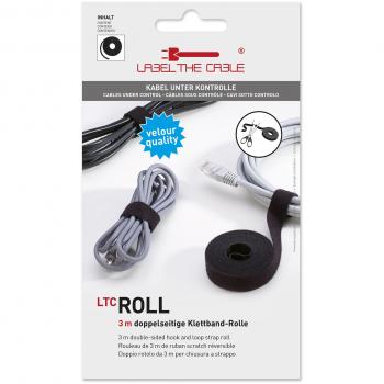Label The Cable Roll, Hook and Loop Tape, 9.8 ft (3 m), Black