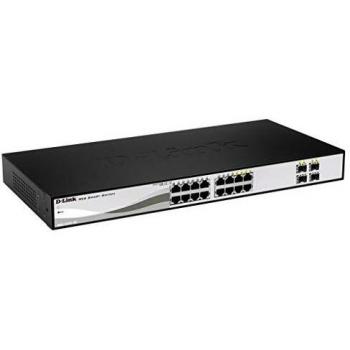 D-Link DGS-1210-16 Black 16-Port Gigabit Smart Managed Network Switch with 4 SFP Ports, Fanless, IEEE 802.3az Energy Efficient Ethernet and D-Link Green 3.0 Power-Saving Features