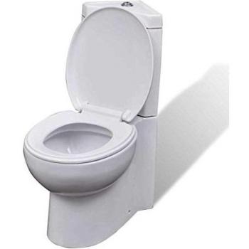 vidaXL Inodoro WC Cierre Suave Doble Cisterna Cerámica Blanco Váter de Baño