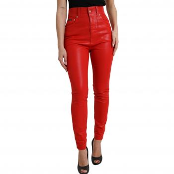 Dolce & Gabbana Red High Waist Skinny Denim Jeans - IT40|S, Female, Size: XS