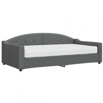 Sofá cama con colchón de tela gris oscuro 100x200 cm