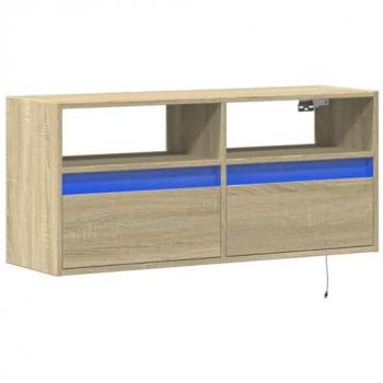 Mueble de TV de pared con luces LED roble Sonoma 100x31x45 cm