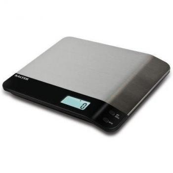 Salter Steel - Báscula de cocina digital, sistema Aquatronic, 5 kg, color negro