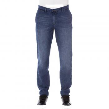 Trussardi Jeans Blue Cotton Straight Jeans for Men - Size XS, Button and Zipper Closure