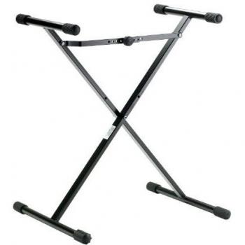 K&M 18969 X-Style Adjustable Height Keyboard Stand for Kids, 13.3-29.5 Height Range, Black