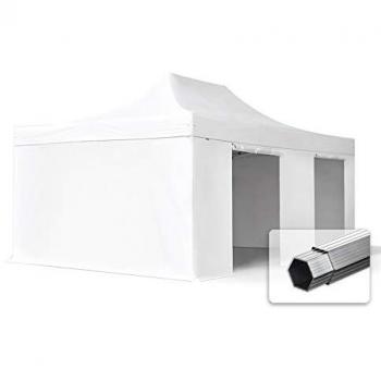 Carpa Plegable 4x6m Ignífuga con Laterales, Profesional de Aluminio 50mm, Color Blanco