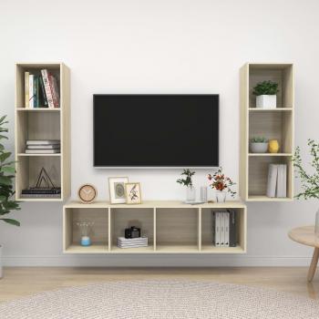 vidaXL Juego de muebles de salón 3 piezas madera ingeniería