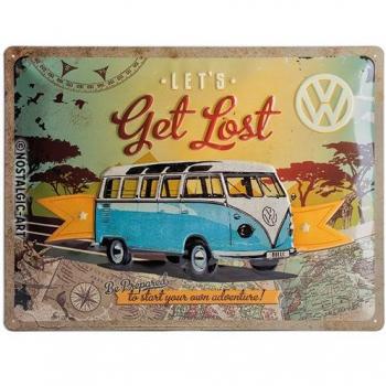 SAB VW Bulli Let's Get Lost Placa Decorativa, Metal, 30 x 40 cm