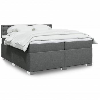 Cama box spring de muelles con colchón gris oscuro 200x200 cm Tela