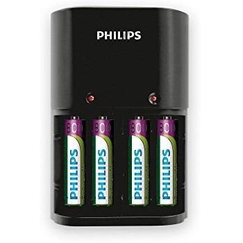Philips MultiLife Battery Charger SCB1450NB/12 with 4x AAA 800 mAh Rechargeable Batteries