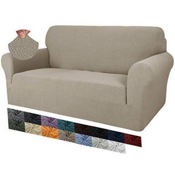 MAXIJIN Fundas de sofá creativas Jacquard para 2 plazas, súper elásticas, antideslizantes, para sofá, para perros, para mascotas, elásticas, para muebles, 2 plazas, color caqui