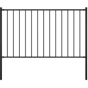vidaXL Fence Panel and Posts 1.7x1.25 m Powder Coated Steel Black