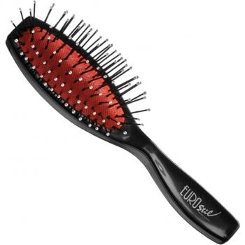 Eurostil Cepillo de Fuelle con Púas de Nylon y Bolita en la Punta, Tamaño Pequeño, Color Negro, 1 Unidad