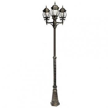 Farola de jardin CAELUM de tres luces, negro-oro Fabrilamp
