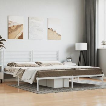Estructura de cama con cabecero de metal blanco 200x200 cm