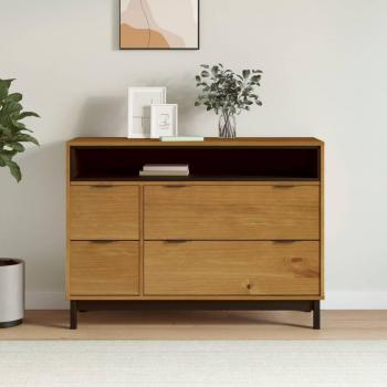 FLAM 110x40x80 cm Solid Pine Wood Drawer Cabinet