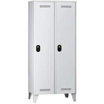 Armario guardarropa Wolf 2 compartimentos, altura de estante 1700 mm, color gris claro