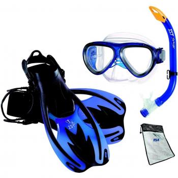 IST Proline M-59 - Gafas de buceo para niños, 4Set Blau Maske+Schnorchel+Flossen+Tasche