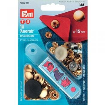 Prym Botones, Plastic, Oro, 15 mm, goldfarbig, 10 Stück