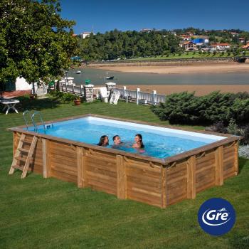 Piscina de Madera Evora 620x420x133 cm Gre 790206, Piscina Desmontable en Madera Sunbay Evora 620x420x133 cm