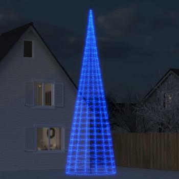 Árbol de Navidad en Asta de Bandera 800 cm con 3000 LEDs Color Azul y Blanco Frío