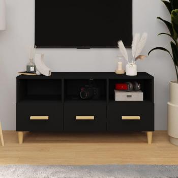 Mueble de TV madera contrachapada negro 102x36x50 cm vidaXL
