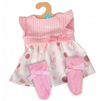 Nenuco Ropa para Muñeca 42cm Vestido Rosa con Estampado de Conejitos