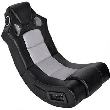 vidaXL Silla Mecedora con Sistema de Música de Cuero Artificial Negra y Gris