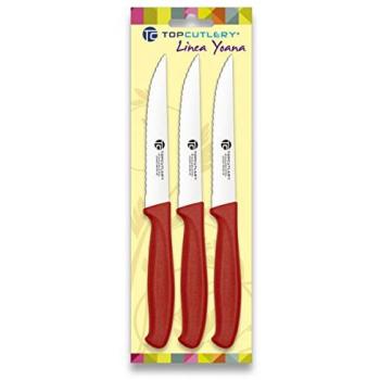 Blister de 3 cuchillos 17324-RO color rojo, Top Cutlery, línea Yoana, 17371