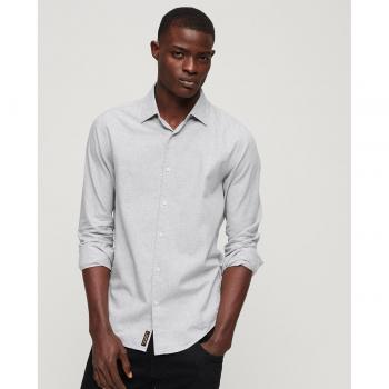 Superdry Men's Long Sleeve Cotton Dress Shirt Charcoal Grey M