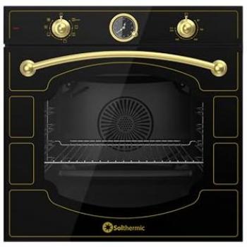 Horno eléctrico multifunción Solthermic NBE6RBL negro rústico con mandos dorados, capacidad 64 L, potencia 2375 W y función turbo