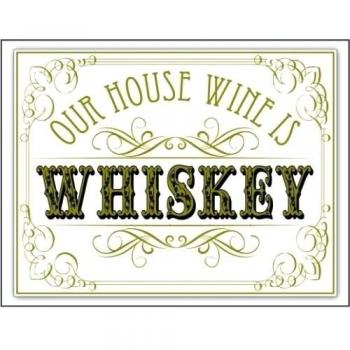 4696 Nuestra casa Vino ES Whisky bar pub - Placa metálica decorativa, diseño con texto Sign 400 mm x 300 mm