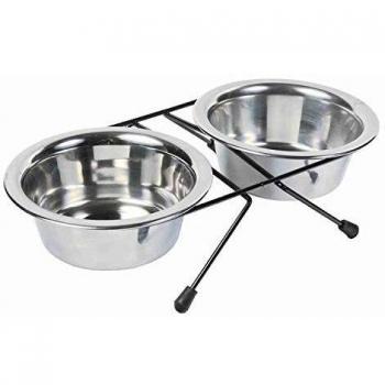 Trixie Set Comederos Acero Inox, 2x0.45 l, ø12 cm
