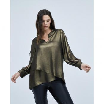 Blusa con capas lamé y manga abierta Couchel