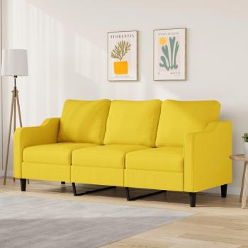 Sofá de 3 plazas amarillo claro de 180 cm en tela