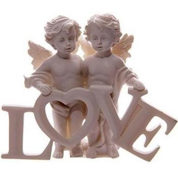 Puckator CHE82 - Estatuilla decorativa diseño de ángeles sujetando la palabra LOVE