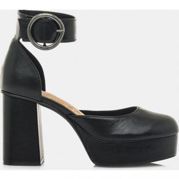 Mustang - Zapatos de salón para mujer Sindy con plataforma, pulsera al tobillo y tacón bloque, color negro, altura de tacón 9 cm