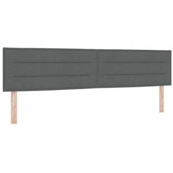 Cabecero LED con tiras de luz gris oscuro 200 cm tela