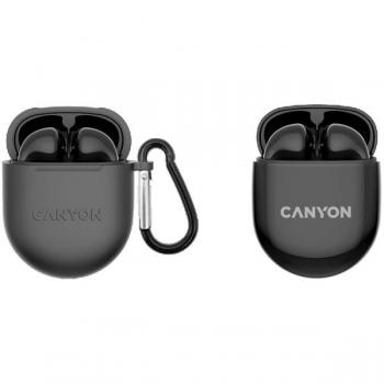 Auriculares Bluetooth TWS-6 Canyon con micrófono, BT 5.3, modo gaming, respuesta de frecuencia 20Hz-20kHz, batería de 30mAh*2 + estuche de carga de 40m