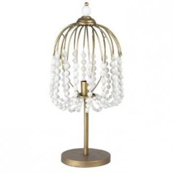 Lámpara de Mesa Adda Home Bolas Metal y Madera 32x32x70 cm - Dorado/Blanco