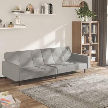 Sofá-cama 2 plazas tela microfibra gris claro 69x220x84,5 cm