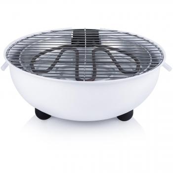 Tristar BQ-2882 – Barbacoa eléctrica, parrilla de mesa, diseño redondo, color blanco