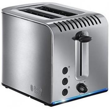 Russell Hobbs 20740-56 Buckingham - Tostadora de acero inoxidable pulido, 2 ranuras anchas, calienta panecillos, tecnología de tueste más rápido