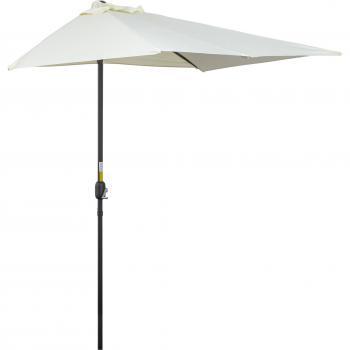 Sombrilla de Pared Outsunny 230x130x245 cm con Manivela y Mástil de Metal - Beige