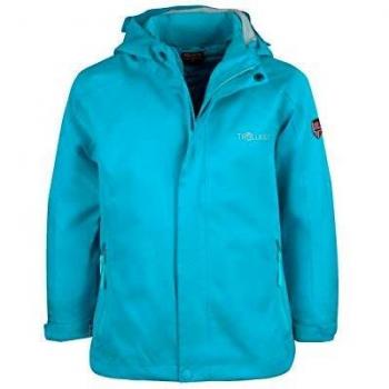 Trollkids Chaqueta Impermeable Finnmark para niños, Color Turquesa Talla 2 años