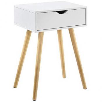 Mesa Auxiliar Sörby Rectangular con Cajón 60 x 40 x 29,5 cm - Blanco Aglomerado/Pino