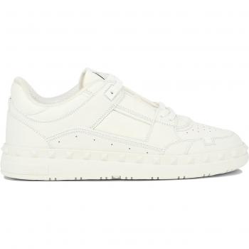 Valentino Garavani Men's White Leather and Nylon Freedots Sneakers Size 43