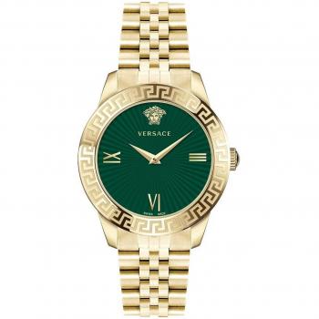 Versace Signature Gold Stainless Steel Green Watch for Women, Multicolor, Size: ONE SIZE